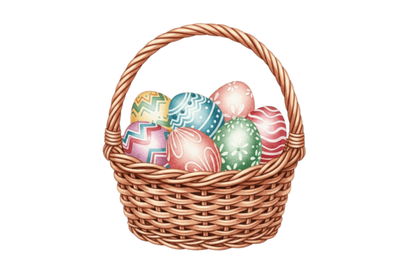 Charming Decorative Easter Eggs in a Basket for Your Projects