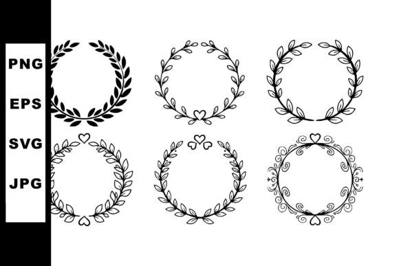Charming Decorative Hand Drawn Wreaths with Heart