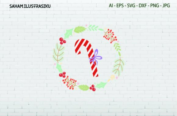 Christmas Plant Frame Decorative Candy: Festive Design Assets