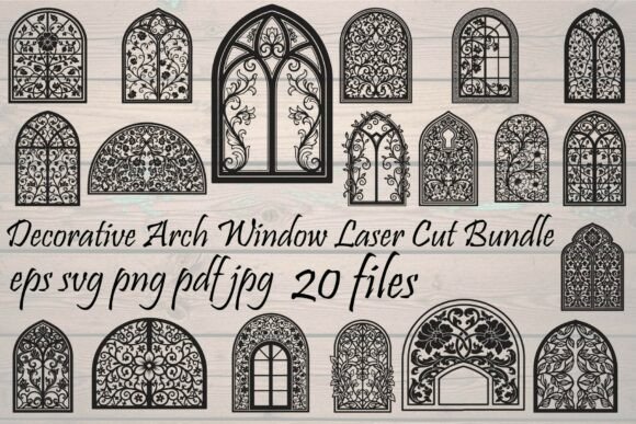Decorative Arch Window Bundle: Gothic-Inspired Laser Cut Designs