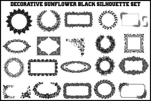 Decorative Sunflower Black Silhouette Se: Bold Floral Graphics for Modern Design