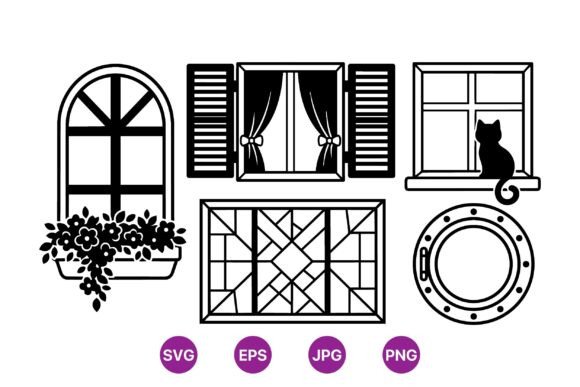 Decorative Window Silhouette Clipart for Creative Projects