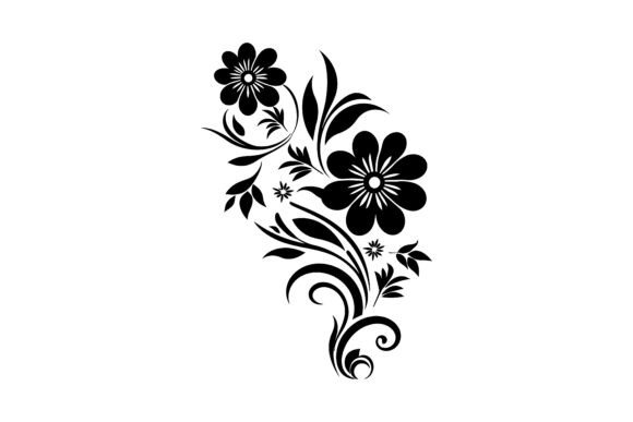 Elevate Projects with Decorative Flower Corner Silhouette