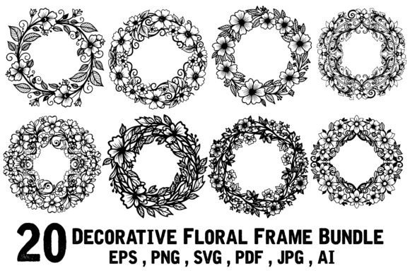 Elevate Your Brand with 20 Decorative Floral Frame Bundle