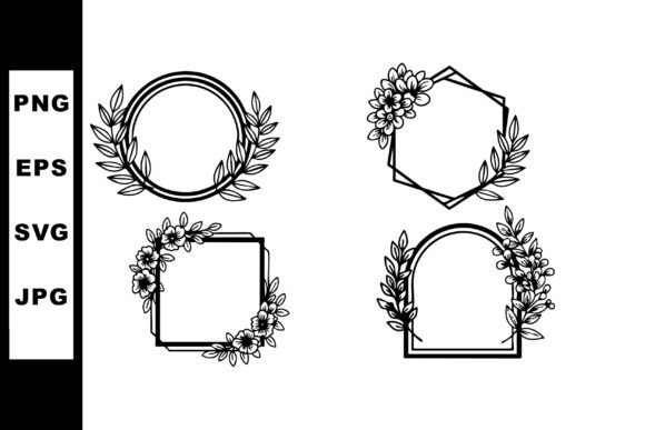Floral Decorative Frames Vector Set with Elegant Geometry