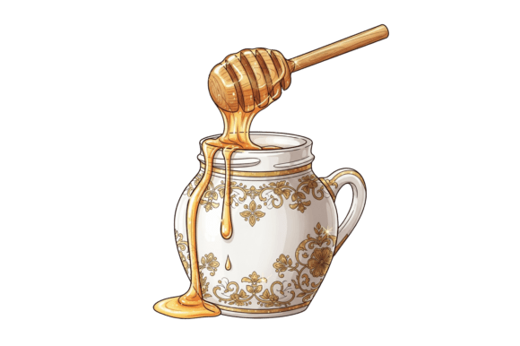 Honey in Decorative Jar with Dipper: A Font's Sweet Appeal