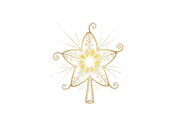 Shining Gold Star Decorative Artwork: Festive Design Elements