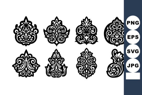 Timeless Elegance: Decorative Black Ornamental Floral Vecto