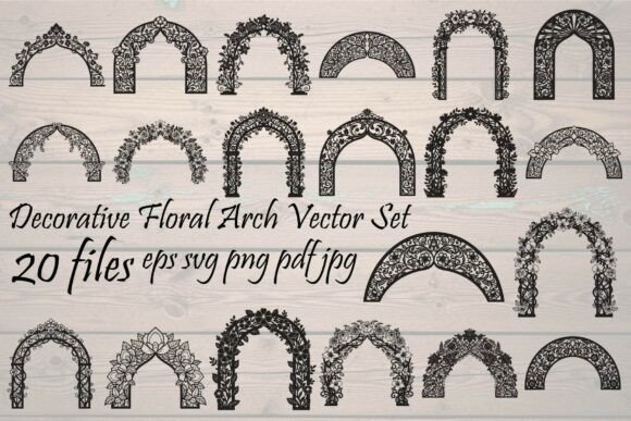 Timeless Elegance: Using This Decorative Floral Arch Vector Set