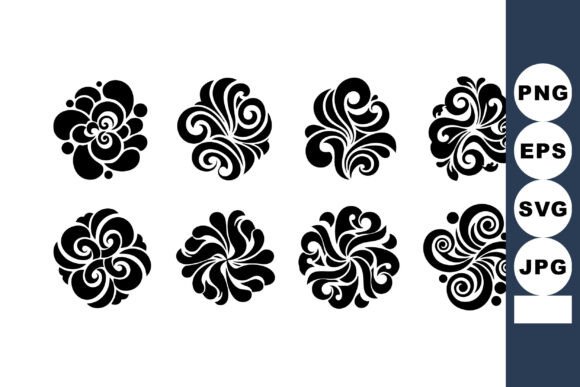 Unveiling the Black Floral Swirl Abstract Decorative V